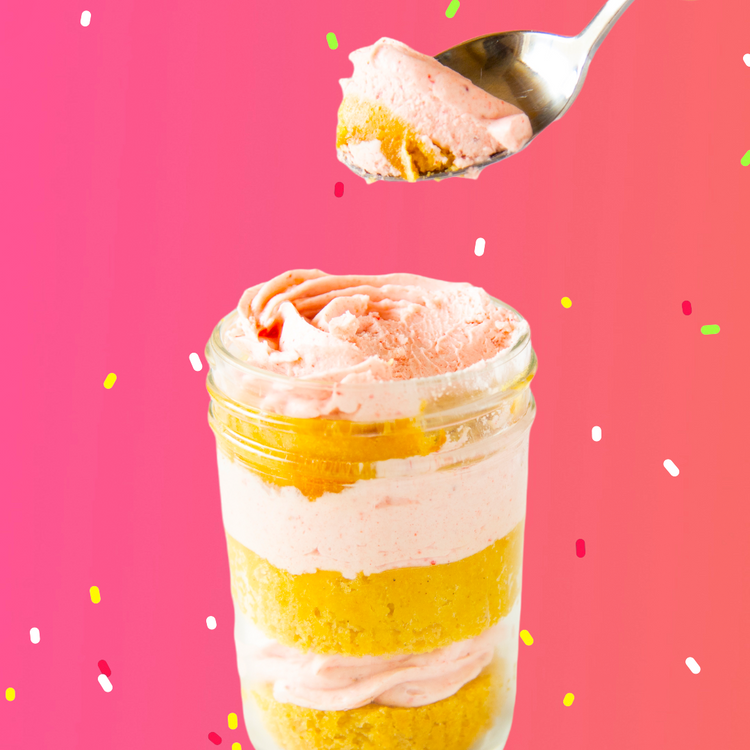 layered cake jar over pink