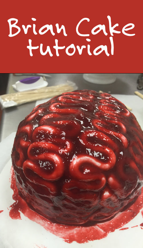 Vegan & Gluten-Free Halloween Brain Cake I was totally inspired by a french blogger and her amazingly beautiful photos of this brain cake. I chose to use the brain as a topper for a tiered white fondant cake with slashes cut into the fondant and blood run