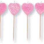 heart shaped pink candles