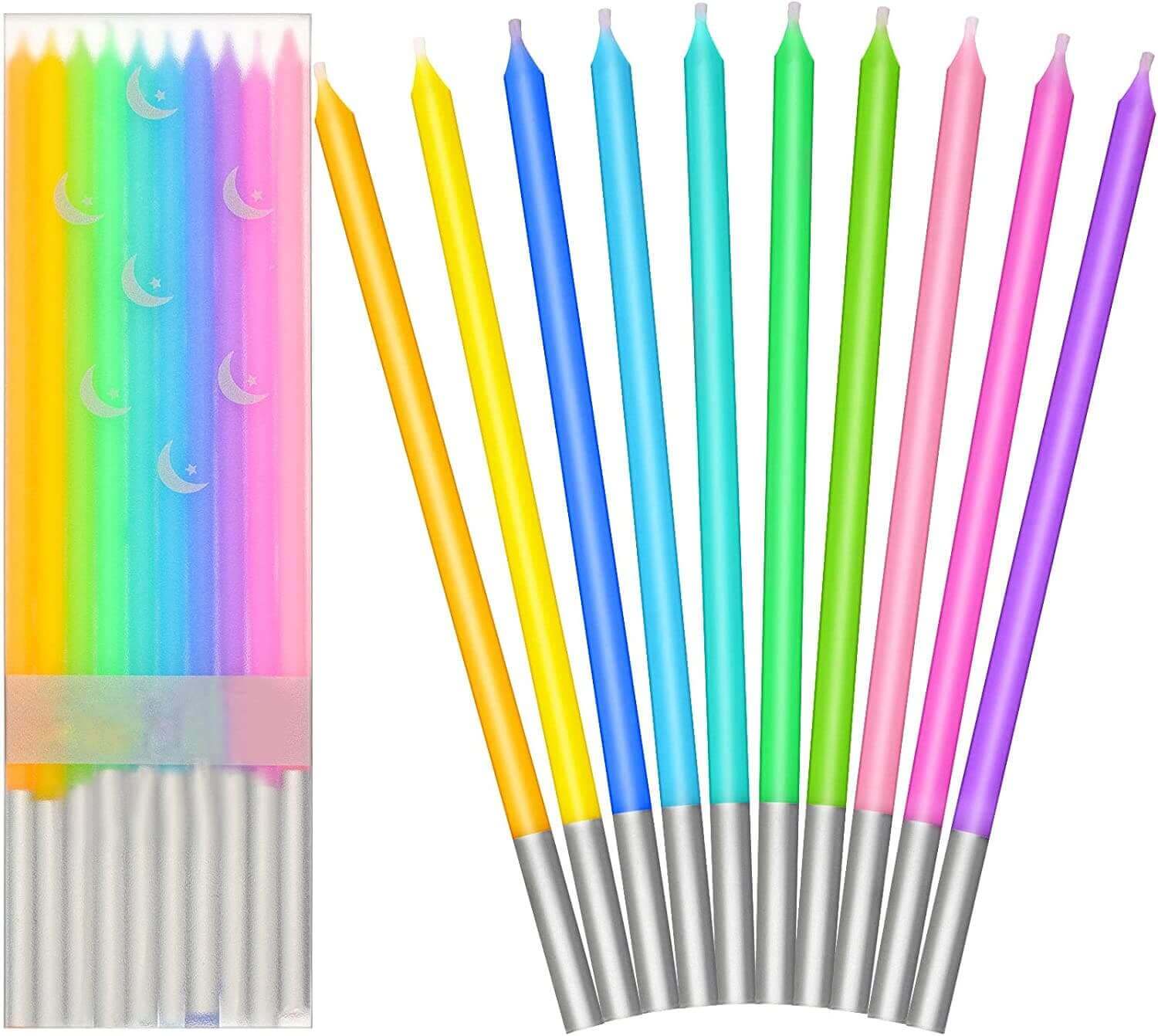 pastel colored thin candles